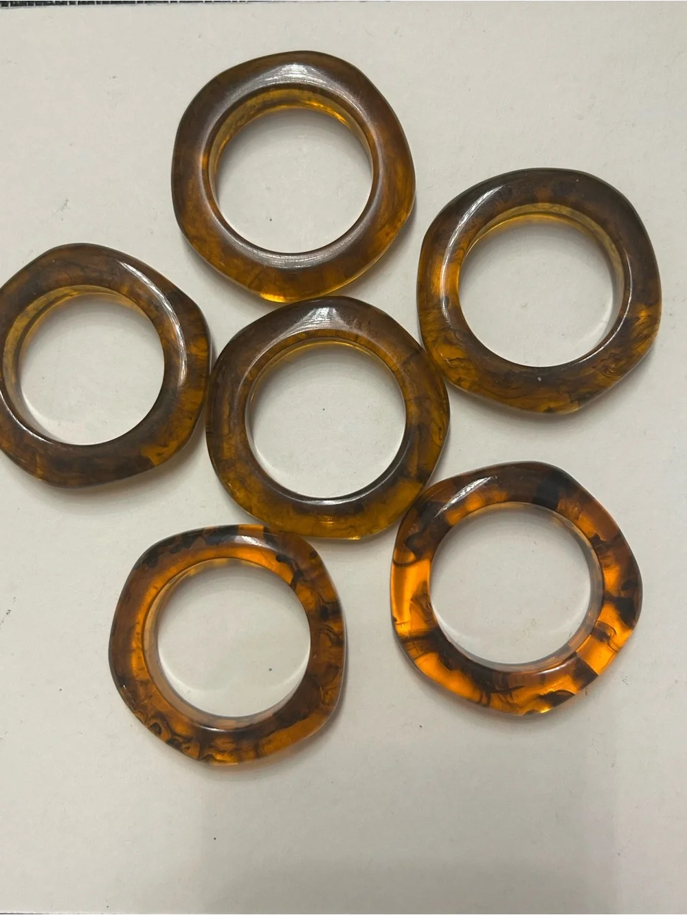 Amber Faux Tortoise Shell Resin Napkin Rings Set of 6 Crown & Ivy